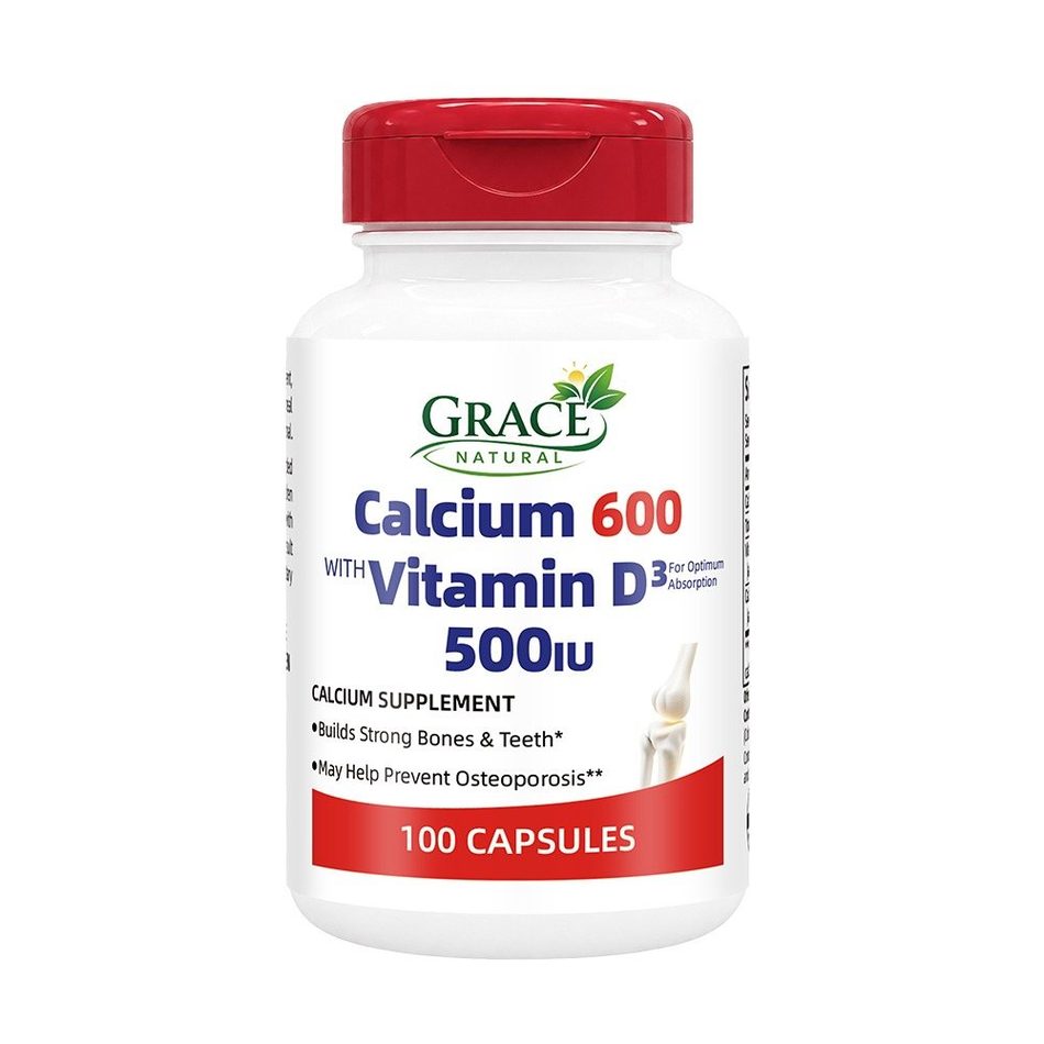 Calcium 600 with Vitamin D3 500 IU — 100 Capsules, Grace Natural, marketed and distributed by Grace Danez Resources