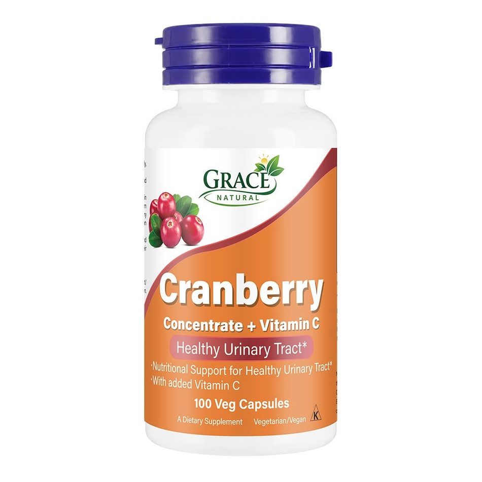Cranberry Concentrate + Vitamin C — 100 Veg Capsules, Grace Natural, marketed and distributed by Grace Danez Resources