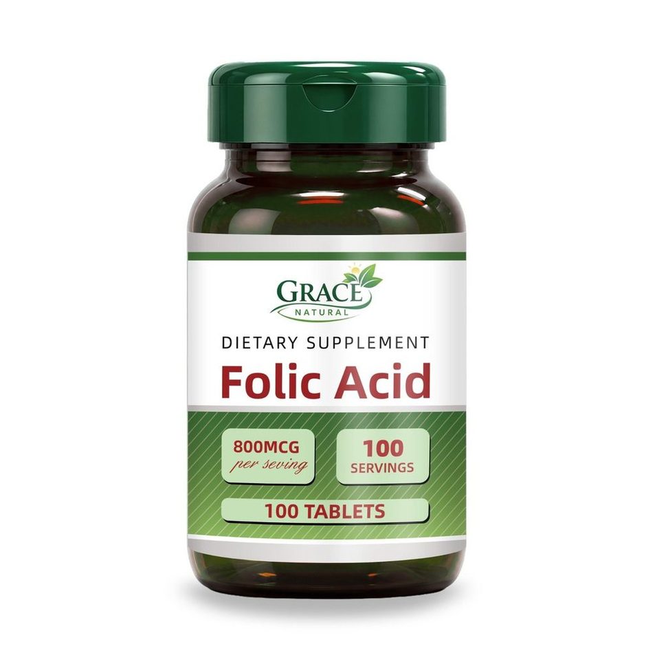 Folic Acid 800mcg — 100 Tablets, Grace Natural, marketed and distributed by Grace Danez Resources