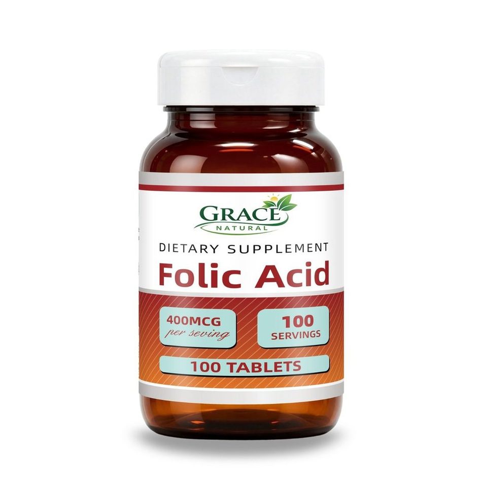 Folic Acid 400mcg — 100 Tablets, Grace Natural, marketed and distributed by Grace Danez Resources