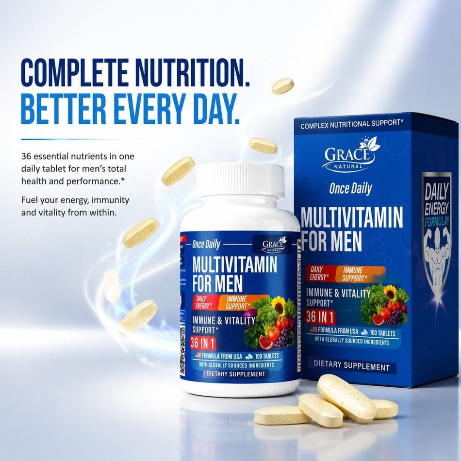 Multivitamin for Men — 100 Tablets, Grace Natural, marketed and distributed by Grace Danez Resources