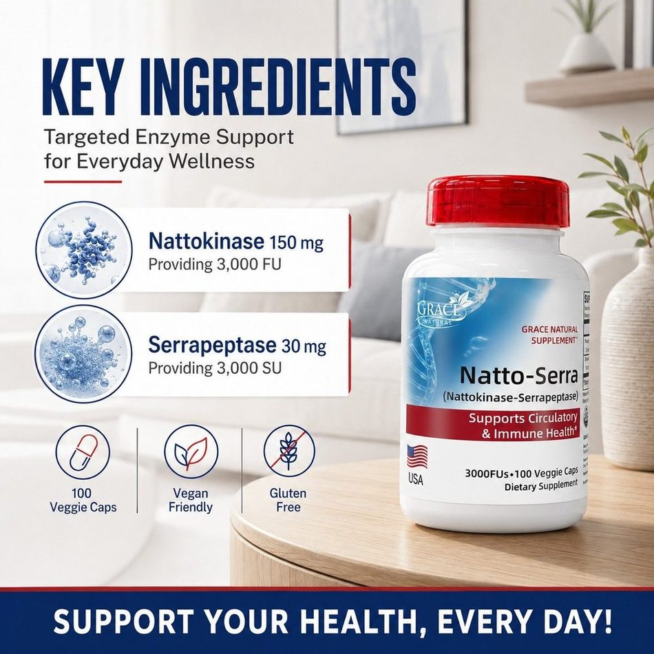 Natto-Serra — 100 Veggie Caps, Grace Natural, marketed and distributed by Grace Danez Resources