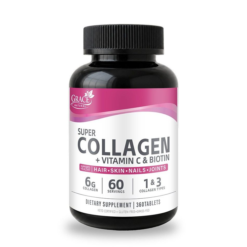 Super Collagen + Vitamin C & Biotin — 360 Tablets · 60 Servings, Grace Natural, marketed and distributed by Grace Danez Resources