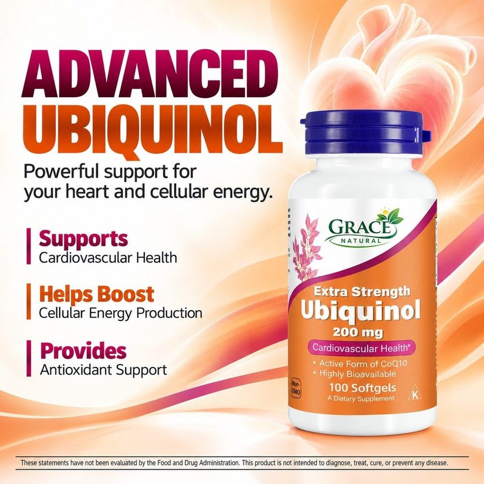 Extra Strength Ubiquinol 200mg — 100 Softgels, Grace Natural, marketed and distributed by Grace Danez Resources