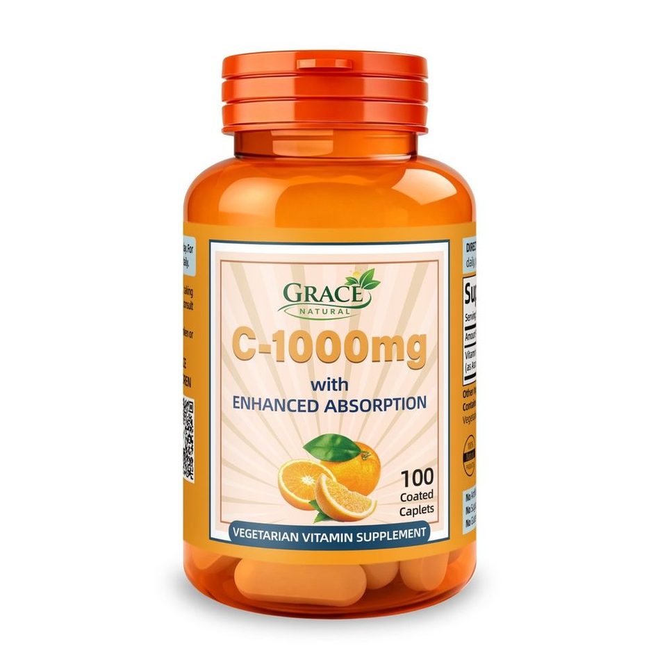 Vitamin C-1000mg — 100 Coated Caplets, Grace Natural, marketed and distributed by Grace Danez Resources