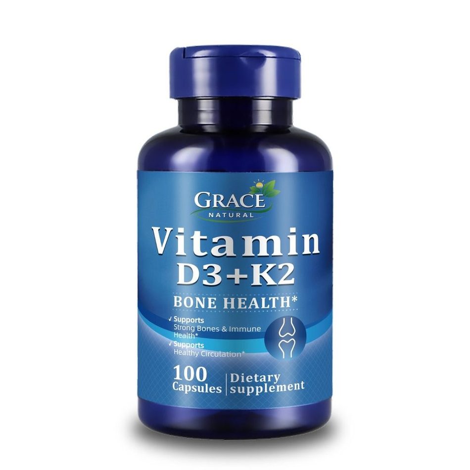 Vitamin D3 + K2 — 100 Capsules, Grace Natural, marketed and distributed by Grace Danez Resources